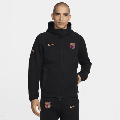 FC Barcelona Tech Fleece Windrunner Nike Tam Boy Fermuarl Erkek Kapu onlu Futbol Ustu